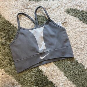 Nike Girls Gray Sports Bra with White Accents